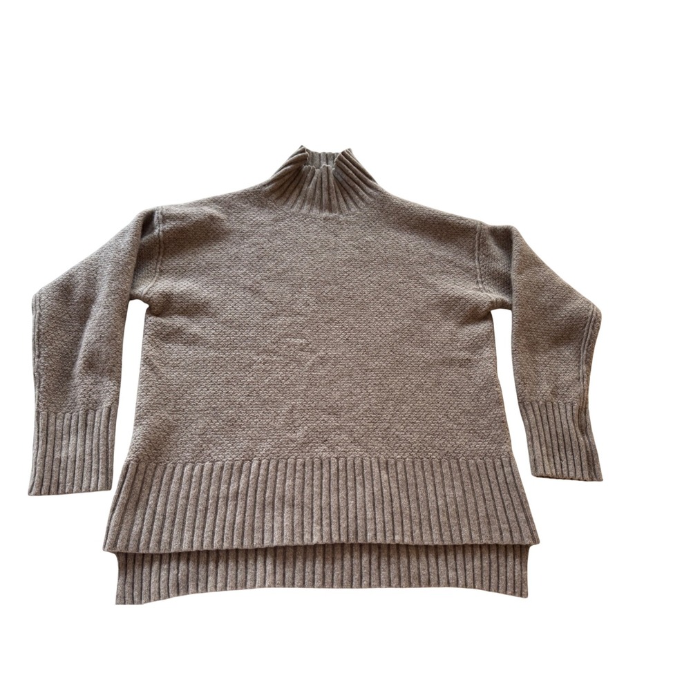 Everlane Honeycomb Funnel Neck Wool Cashmere Sweater Light Heathered Taupe S - Picture 2 of 7